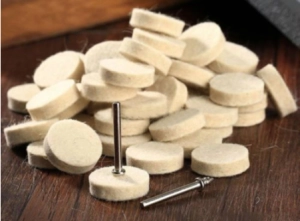 Полировальный фетровый, войлочный круг, диск D 25мм.10шт+держатель для